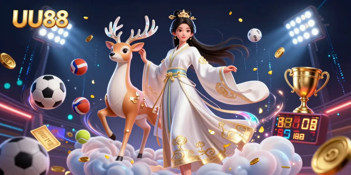 Experience thrilling excitement at UU88 with dynamic sports betting and casino games in this colorful illustration.
