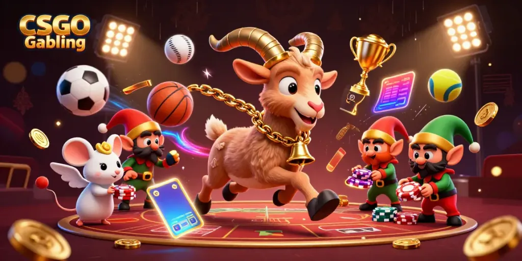 Engage in CSGO Gambling excitement with a lively casino scene featuring characters and dynamic elements.