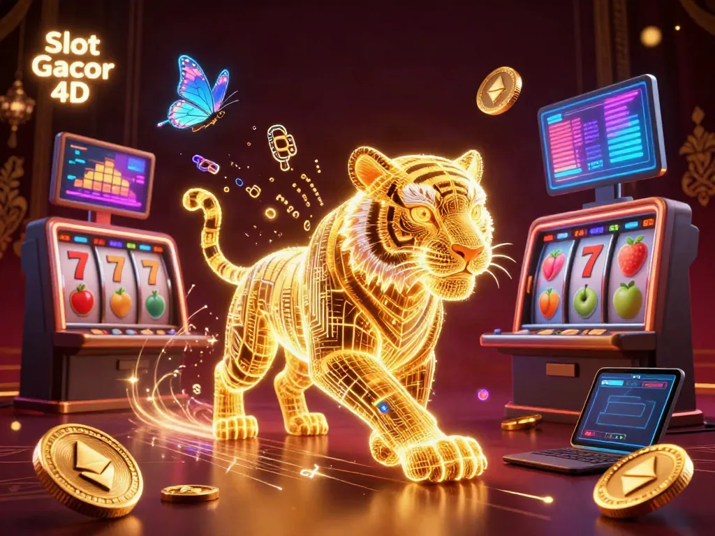 Menangkan Slot Gacor 4D dengan simbol energik dalam ilustrasi kasino digital yang fantastis.