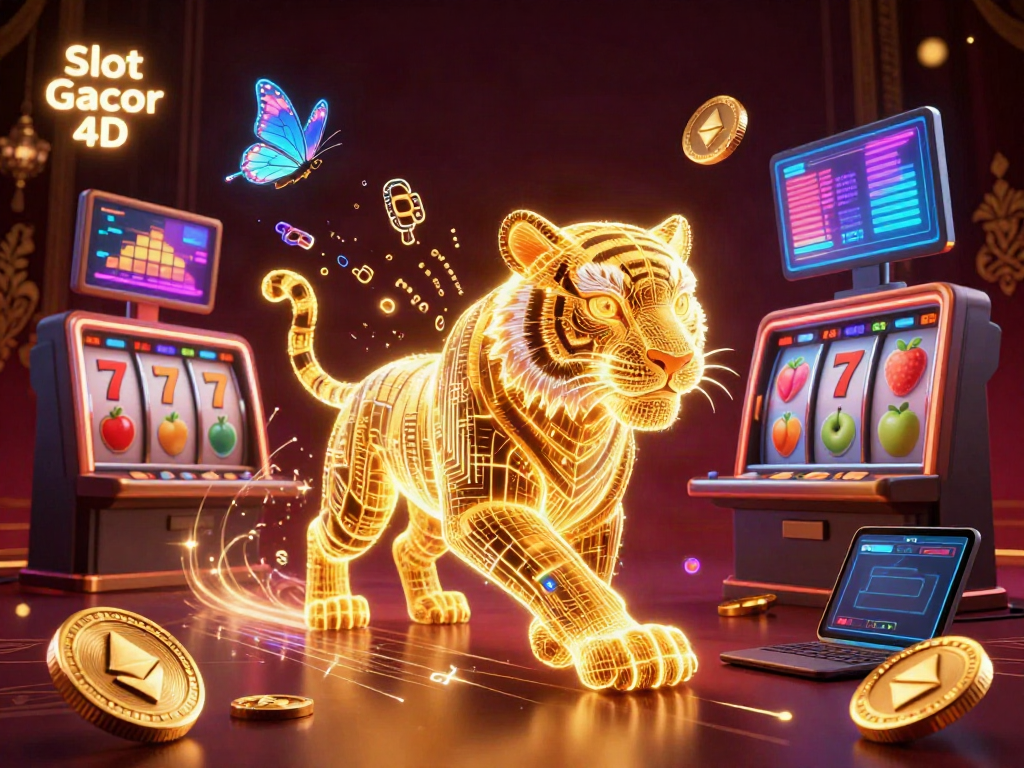 Menangkan Slot Gacor 4D dengan simbol energik dalam ilustrasi kasino digital yang fantastis.
