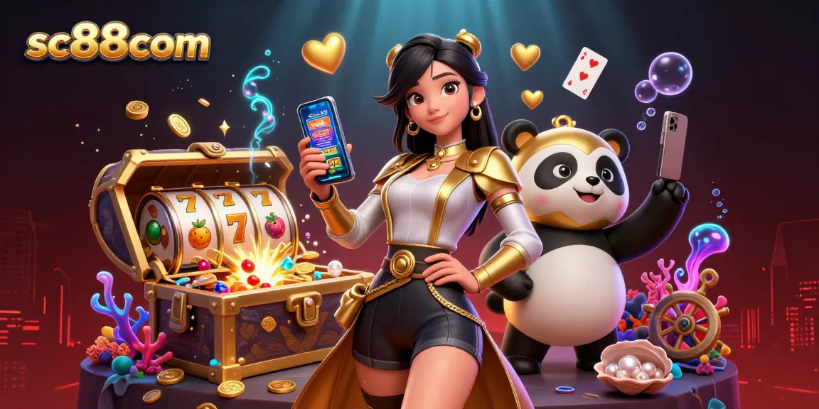 Play slots and win big with sc88com in this vibrant casino-themed digital art