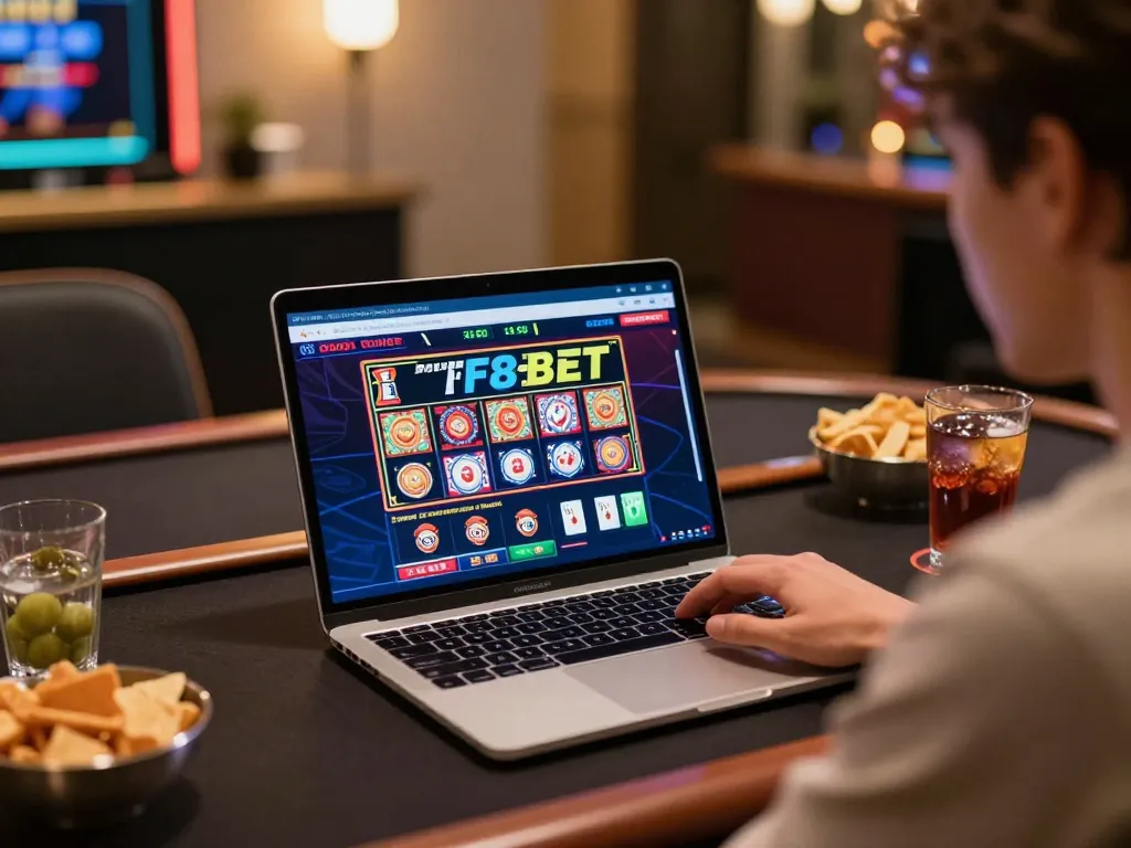 Engaging F8BET gaming session with player exploring online casino slots and card games.