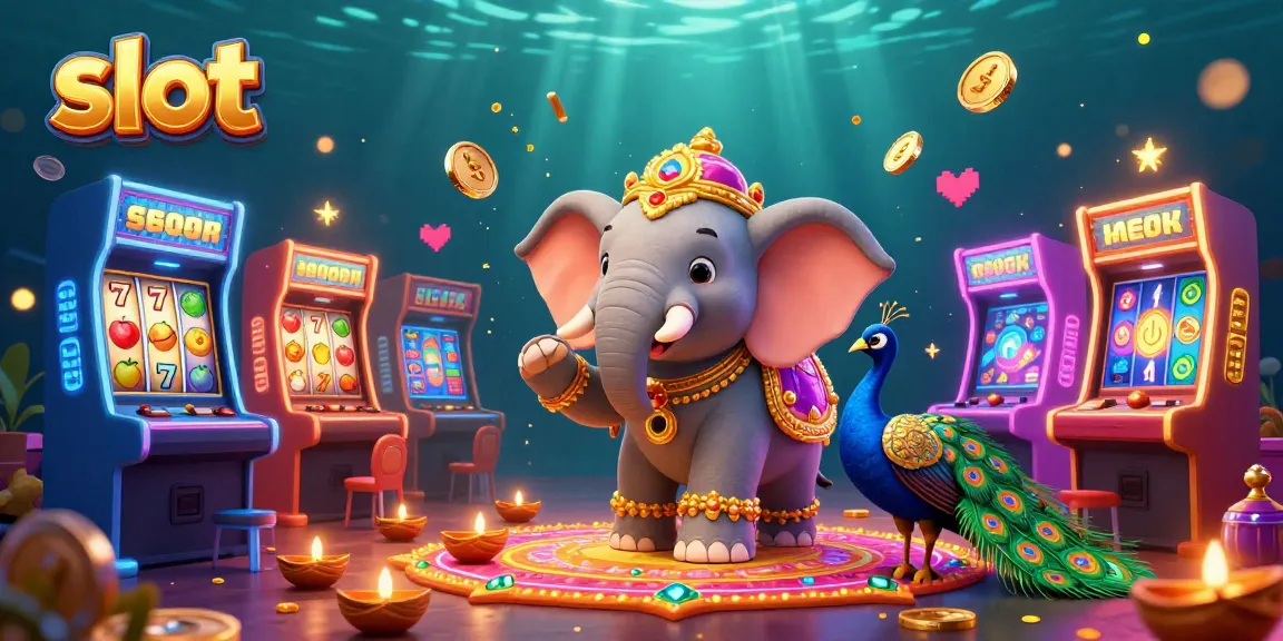Permainan slot yang menarik dan jackpot dalam gambar dengan elemen kasino yang hidup dan ceria.