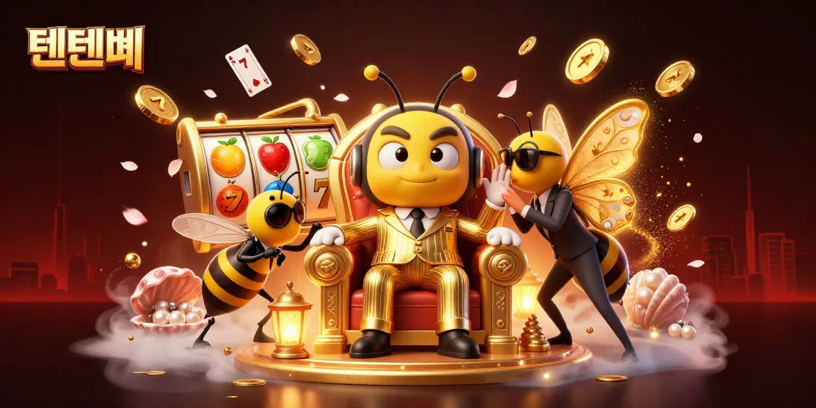 Experience the thrilling gameplay of 텐텐벳 with vibrant slots and casino action in a rich 3D illustration.