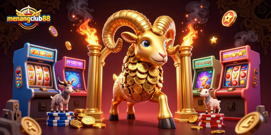 Experience the thrill of winning at menangclub88 with dynamic slot visuals and a golden charging ram.