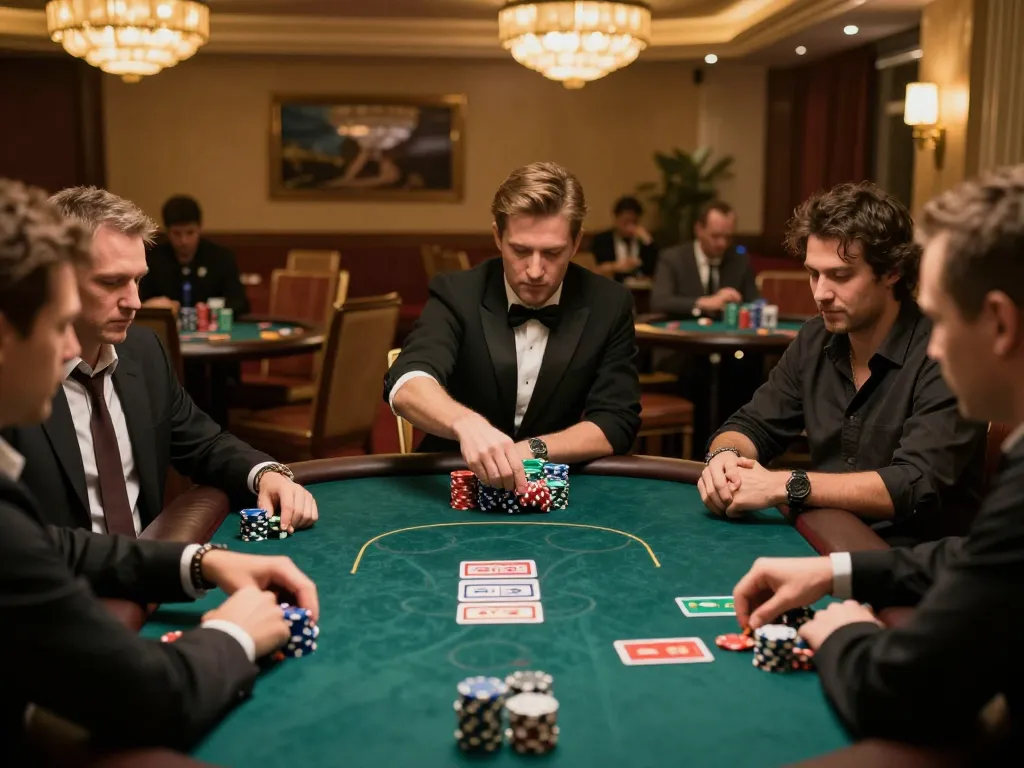 N188 players strategizing in an exciting poker game, showcasing high stakes and dynamic gameplay.