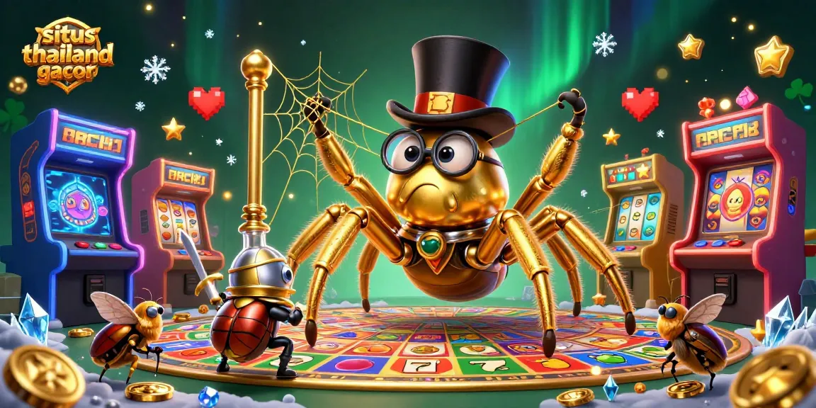 Engage with situs thailand gacor featuring a golden tarantula and beetle knight in an interactive casino adventure.