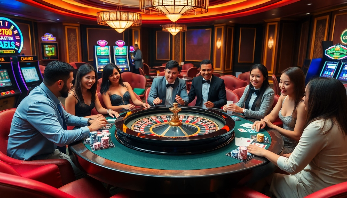 Players engaging in exciting roulette gameplay at https://xx88.nl/, surrounded by vibrant casino elements.