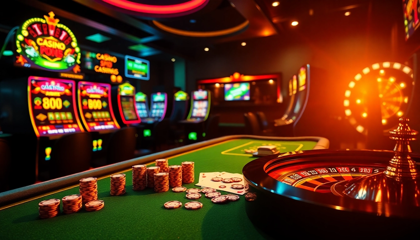 Engaging gambling scene featuring poker and slot games at https://bl555.family/ showcasing luxury and excitement.