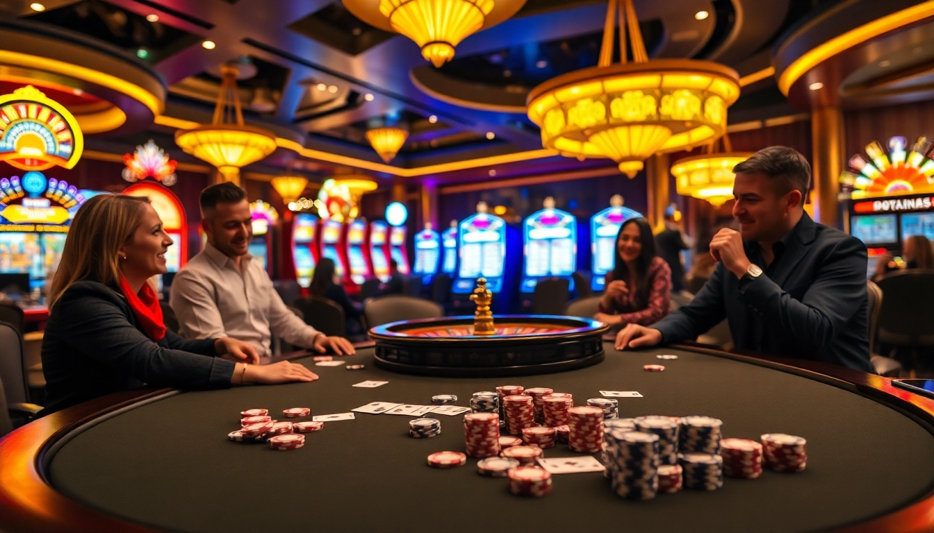 Engage in thrilling gameplay at https://kk55.blue/ with a vibrant poker table and dazzling casino atmosphere.