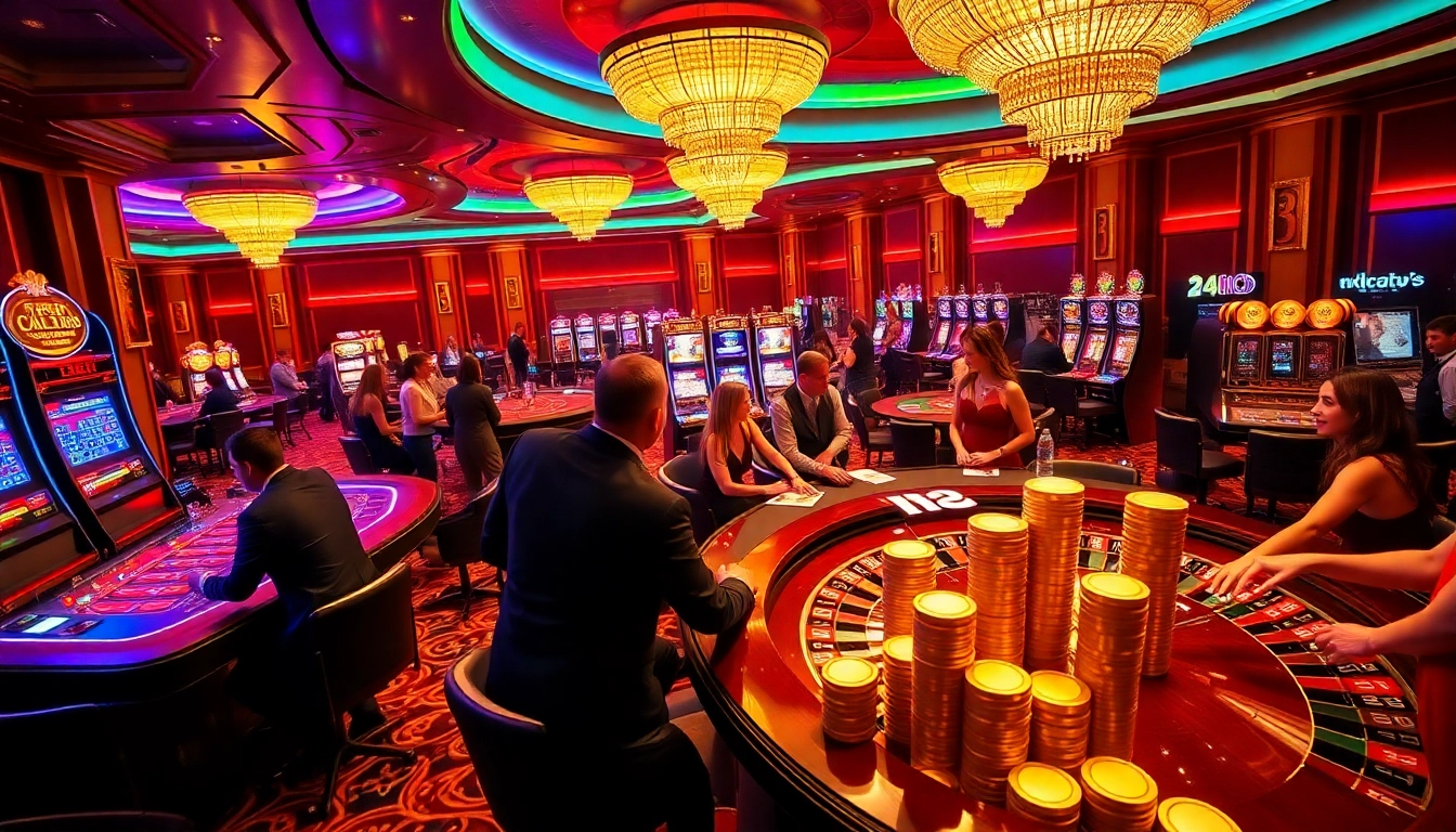 Experience high-stakes gameplay at the 24k club casino with vibrant roulette wheels and elegant players.