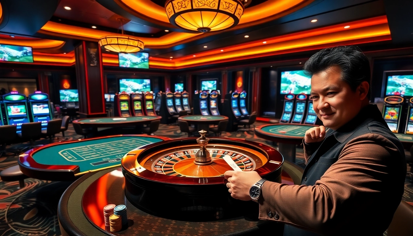 Experience the thrill of gambling at 23win with vibrant casino tables and exciting slot machines.