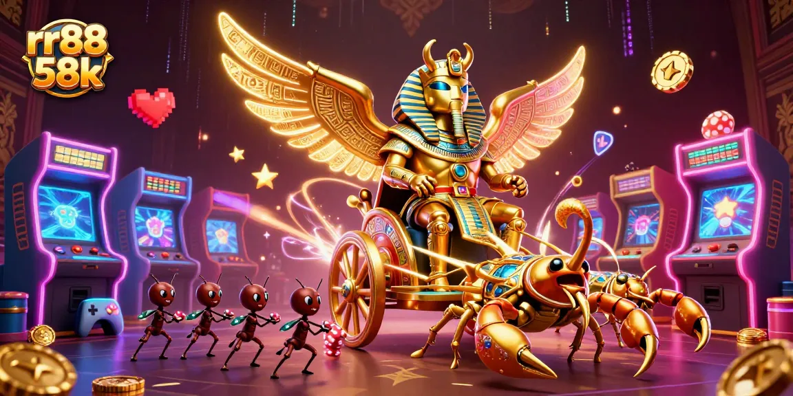 Experience online gaming action with rr88 58k at a vibrant casino-themed illustration.
